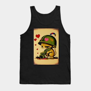 Valentine Army Cat with missile launcher Tank Top